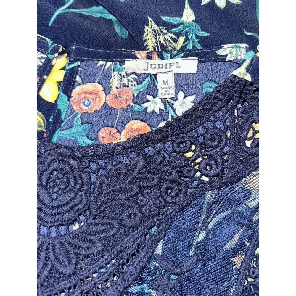 Jodifl dark blue floral print tunic slip dress